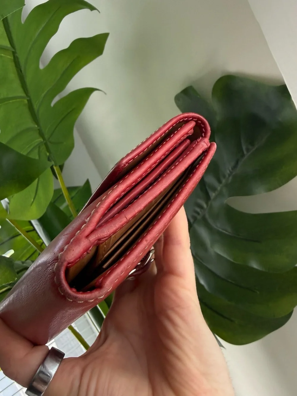 Red Leather Buckle Wallet coach